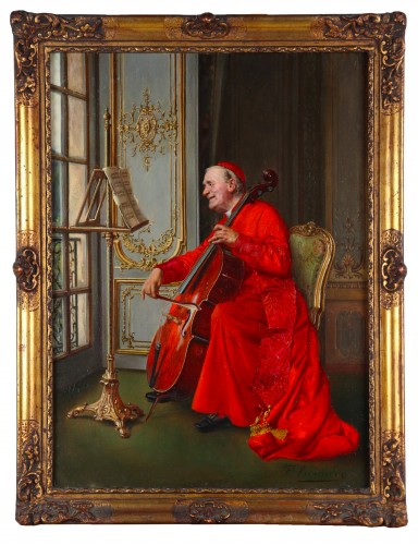 Cardinal playing the cello by François Brunery (1849-1926)