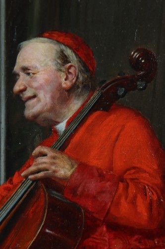 Cardinal jouant du violoncelle par François Brunery (1849-1926) - Tableaux et dessins Style Napoléon III