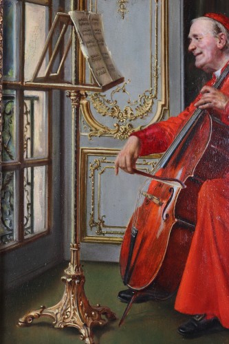 XIXe siècle - Cardinal jouant du violoncelle par François Brunery (1849-1926)