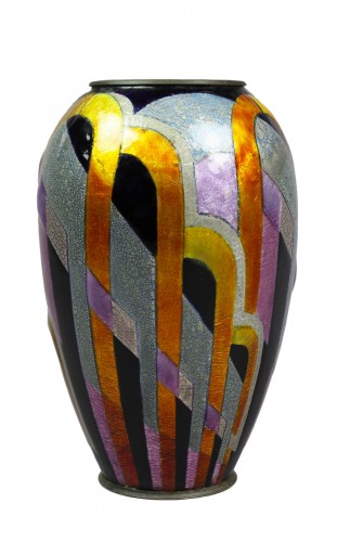 Enameled copper vase by Camille Faure