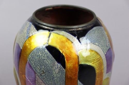 Enameled copper vase by Camille Faure - 