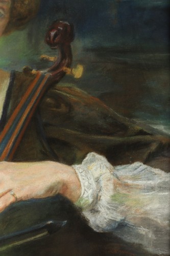 Antiquités - Jeune femme jouant d'un instrumenr à cordes par Edgard Maxence (1871-1954)