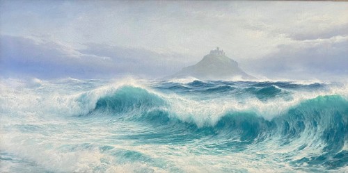 David James (1853-1904) - Paysage marin "La marée montante"