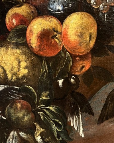 17th century - Birds of freedom in a fruit garland, Italaian school of the 17th century