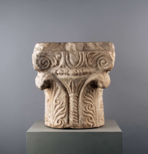 Romanesque Marble Capital, Southern France 12th Century - Sculpture Style Middle age
