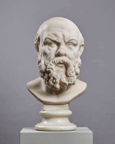 Buste en marbre de Socrate, italien, XIXe siècle - Sculpture Style Empire