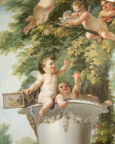  The Fowler Children or The Air, J.F Parrocel 1764 - Paintings & Drawings Style Louis XV