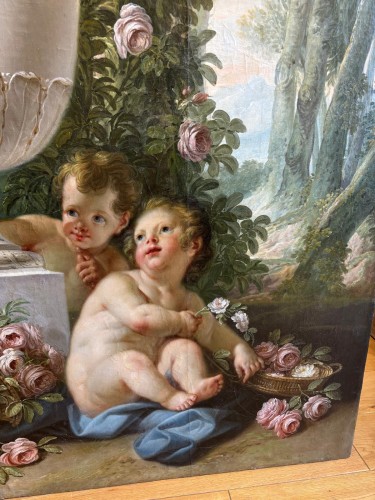 Tableaux et dessins Tableaux XVIIIe siècle - Les enfants oiseleurs ou l’air, J.F Parrocel 1764