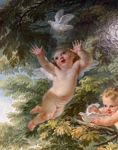 Antiquités - Les enfants oiseleurs ou l’air, J.F Parrocel 1764