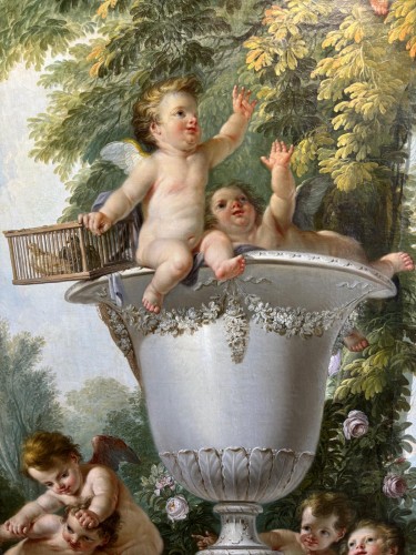 Antiquités - Les enfants oiseleurs ou l’air, J.F Parrocel 1764
