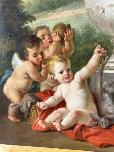 Les enfants chasseurs ou la terre, J.F Parrocel 1764 - Tableaux et dessins Style Louis XV