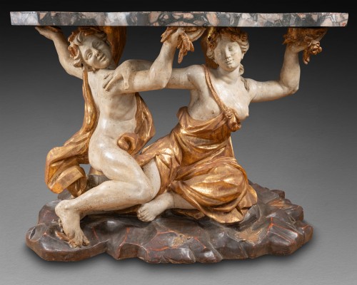 Pair of Tables with the Four Seasons, Rome circa 1700 - Furniture Style Louis XIV