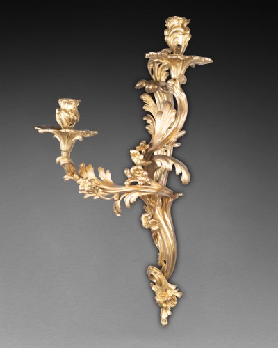 Lighting  - Pair of large rocaille sconces by Caffieri, Paris circa 1750