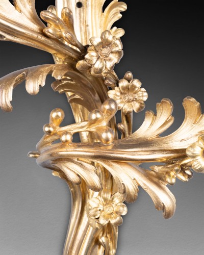 Pair of large rocaille sconces by Caffieri, Paris circa 1750 - 