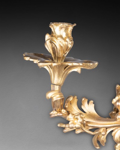 Louis XV - Pair of large rocaille sconces by Caffieri, Paris circa 1750