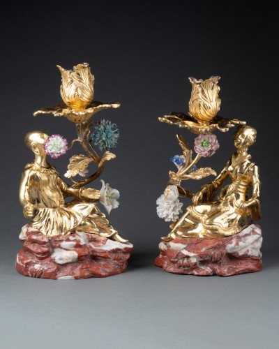 Pair of Chinese candlesticks Paris, Louis XV period - 