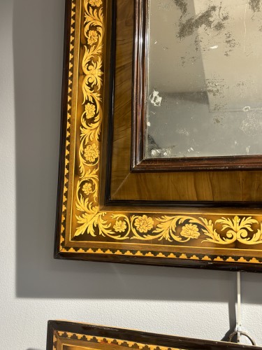 18th century - Pair of marquetry mirrors, Dauphiné Louis XIV period