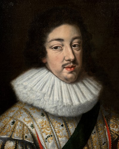 Portrait of King Louis XIII attributed to Daniel Dumonstier - Paintings & Drawings Style Louis XIII