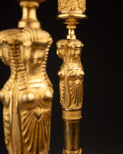 Pair of candlesticks attributable to Claude Galle, Paris circa 1807 - Lighting Style Empire