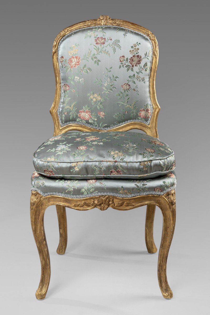 Antique Louis XV style gilt wood armchair