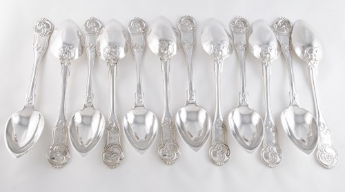 Antiquités - Queillé and Béguin for Odiot - Sterling silver cutlery set for 12