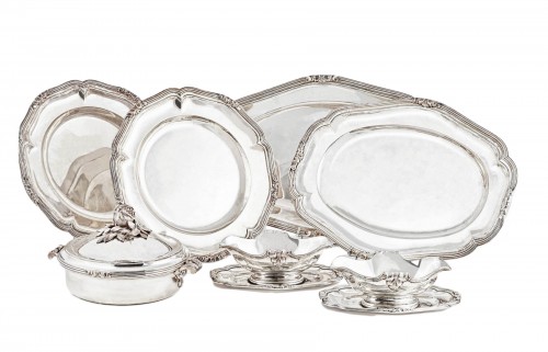 Boin -Taburet – Solid silver set of four dishes, two sauceboats, and a dish