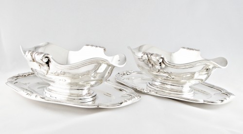 Boin -Taburet – Solid silver set of four dishes, two sauceboats, and a dish - silverware & tableware Style 