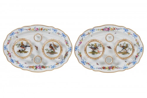 Paire de porte-huiliers en porcelaine de Meissen, période Marcolini (1774-1814)