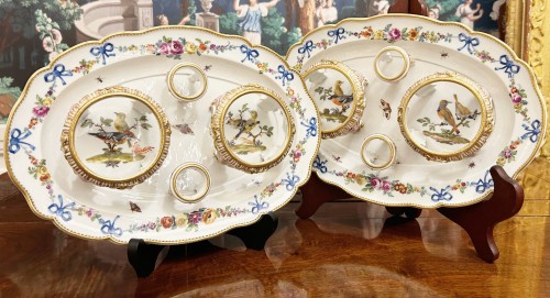 XVIIIe siècle - Paire de porte-huiliers en porcelaine de Meissen, période Marcolini (1774-1814)