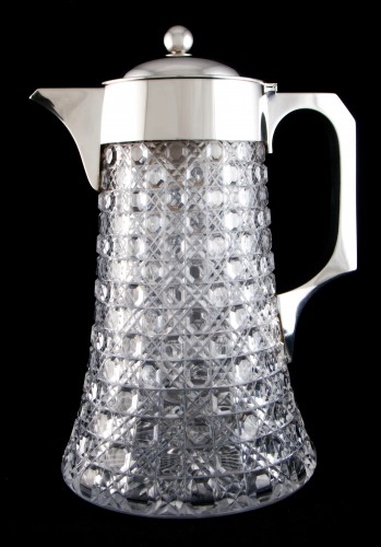 Antiquités - Carafe à rafraichir victorienne en argent massif et cristal par GRINSELL & Sons, 1889