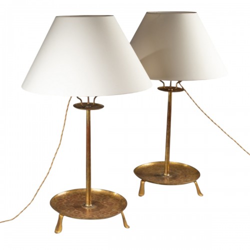 Paire de shokudaï montés en lampes