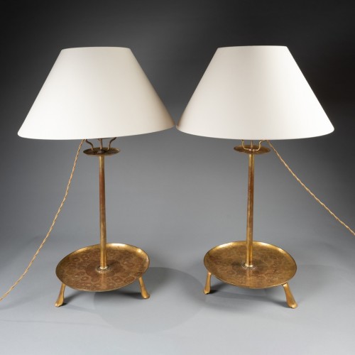 Pair of shokudaï mounted as lamps - Lighting Style Art nouveau