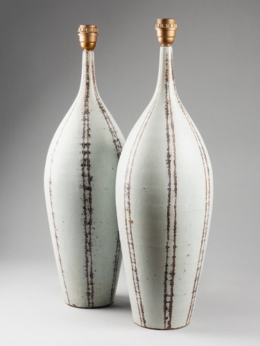 20th century - pair of scandinavian ceramic lamp