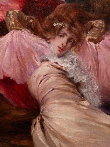 Paintings & Drawings  - Portrait of a reclining woman - Georges Jules Victor Clairin (1848 - 1919)