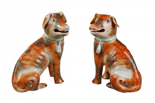 Pair of dogs  porcelaine Chinese export 18th century