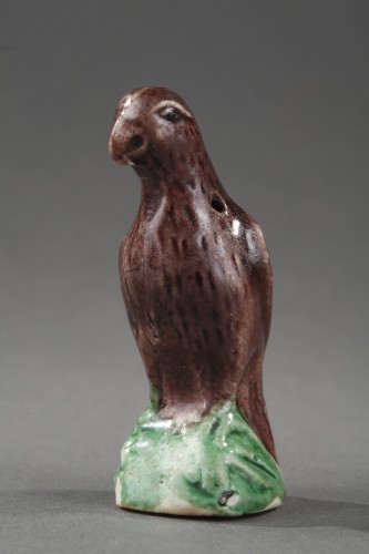 Asian Works of Art  - Parrots in aubergine  glazed biscuit - China Kangxi period 1662/1722