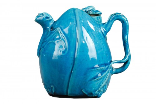 Wine pot in turquoise blue biscuit - China period 18th century