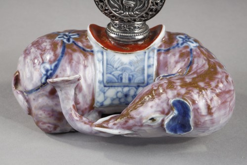 elephant statuette with a snuff bottle  - Asian Works of Art Style 