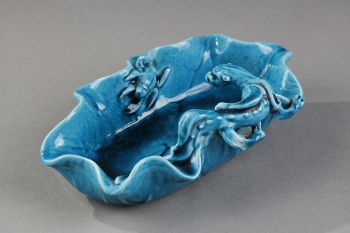 Asian Works of Art  - Brush washer biscuit turquoise blue  - 19th century