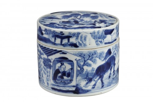 Boite en porcelaine bleu blanc, Chine 19e siècle