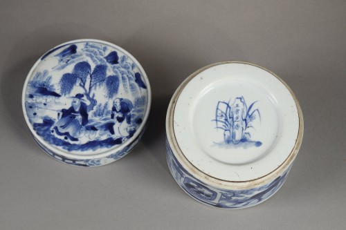 Boite en porcelaine bleu blanc, Chine 19e siècle - Bertrand de Lavergne