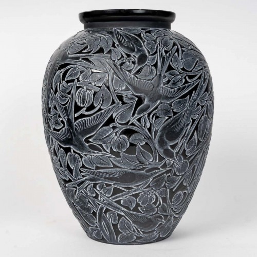 1923 René Lalique - Vase Martin Pecheurs - Glass & Crystal Style Art Déco