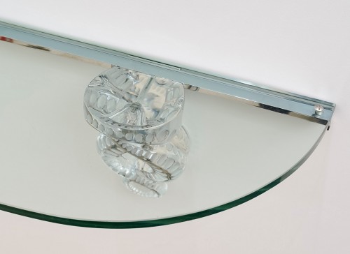 Marc Lalique - Console Double Séville Cristal Blanc - Années 50-60