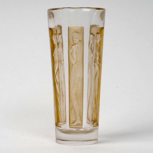 20th century - 1911 René Lalique - Set Of 4 Glasses Tumblers Six Figurines Glass 