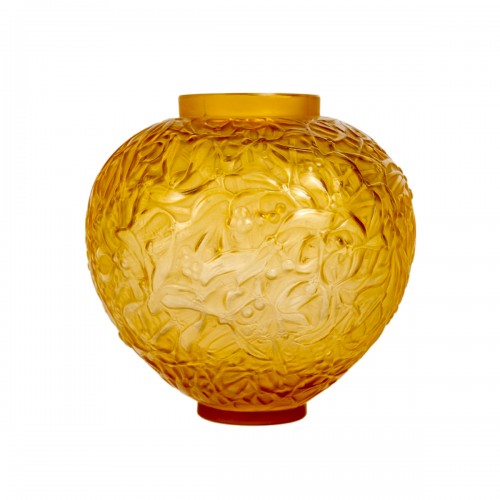 1920 René Lalique - Yellow Amber Gui Mistletoe Vase