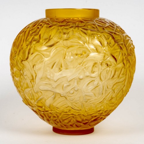 1920 René Lalique - Yellow Amber Gui Mistletoe Vase - Art Déco