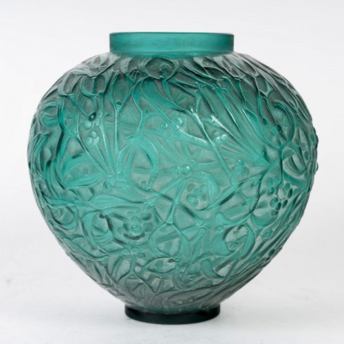 1920 René Lalique - Vase Gui Vert Canard - Verrerie, Cristallerie Style Art Déco