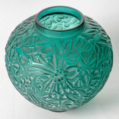 1920 René Lalique - Green Vase Gui Mistletoe Teal - 