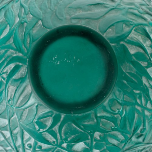 20th century - 1920 René Lalique - Green Vase Gui Mistletoe Teal