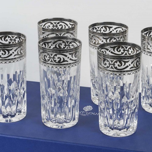 silverware & tableware  - Saint Louis - 12 Tumblers Thistle Crystal With Platinum